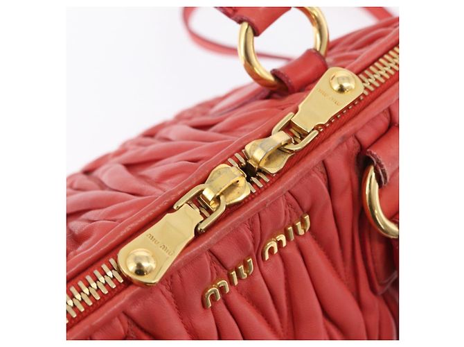 Miu Miu Matelasse Hand Bag Leather 2way Orange Gold - vista 23