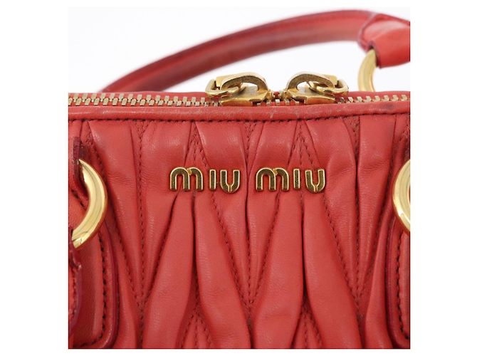 Miu Miu Matelasse Hand Bag Leather 2way Orange Gold - vista 24