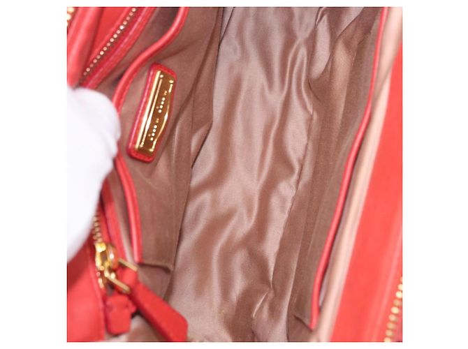 Miu Miu Matelasse Hand Bag Leather 2way Orange Gold - vista 26