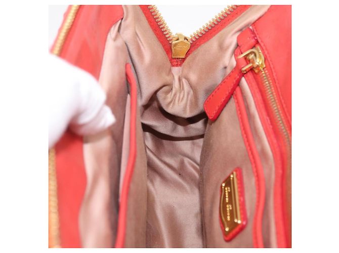 Miu Miu Matelasse Hand Bag Leather 2way Orange Gold - vista 28
