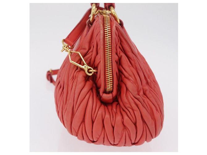 Miu Miu Matelasse Hand Bag Leather 2way Orange Gold - vista 4