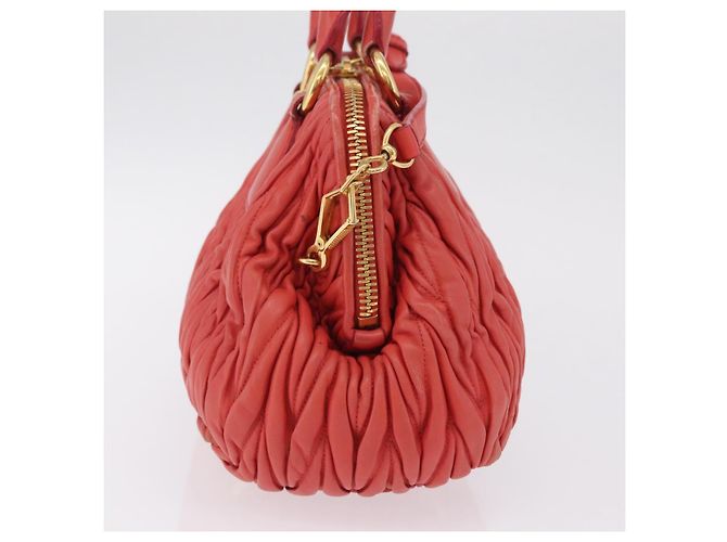 Miu Miu Matelasse Hand Bag Leather 2way Orange Gold - vista 5