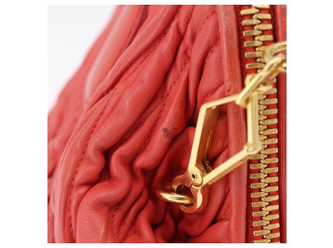 Miu Miu Matelasse Hand Bag Leather 2way Orange Gold - vista 6
