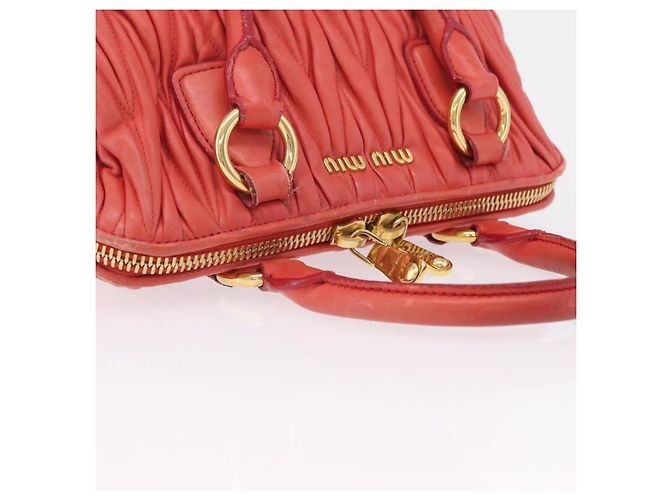 Miu Miu Matelasse Hand Bag Leather 2way Orange Gold - vista 7