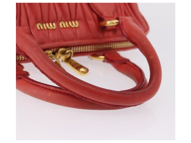 Miu Miu Matelasse Hand Bag Leather 2way Orange Gold - vista 8
