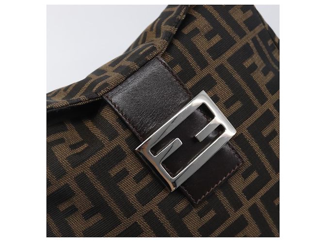 FENDI Zucca Canvas Mamma Baguette Shoulder Bag Black Silver - vista 15