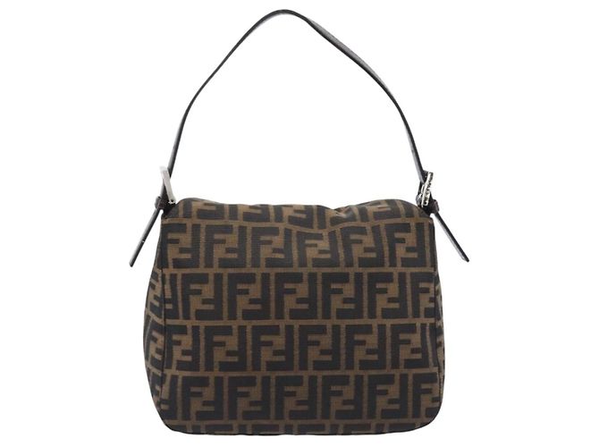 FENDI Zucca Canvas Mamma Baguette Shoulder Bag Black Silver - vista 3