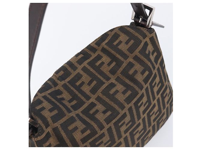 FENDI Zucca Canvas Mamma Baguette Shoulder Bag Black Silver - vista 6