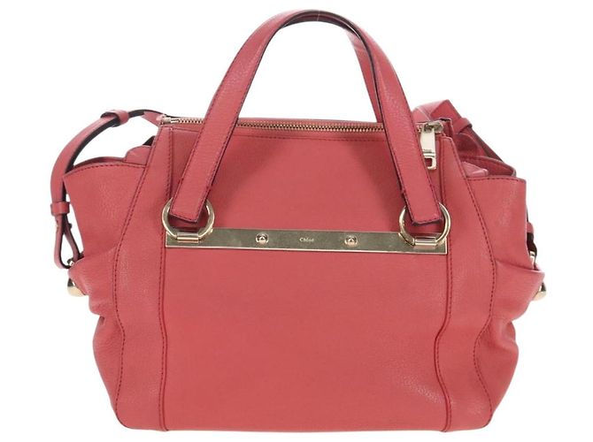 Chloé Chloe Hand Bag Leather 2way Pink Gold Tone - vista 2