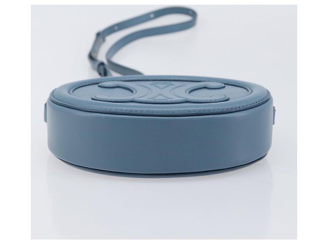 Céline CELINE Triomphe Shoulder Bag Leather Light Blue Gold Tone - vista 10
