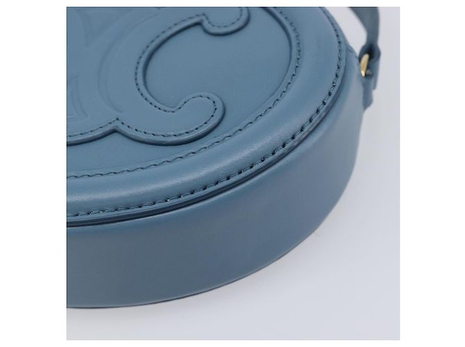 Céline CELINE Triomphe Shoulder Bag Leather Light Blue Gold Tone - vista 11