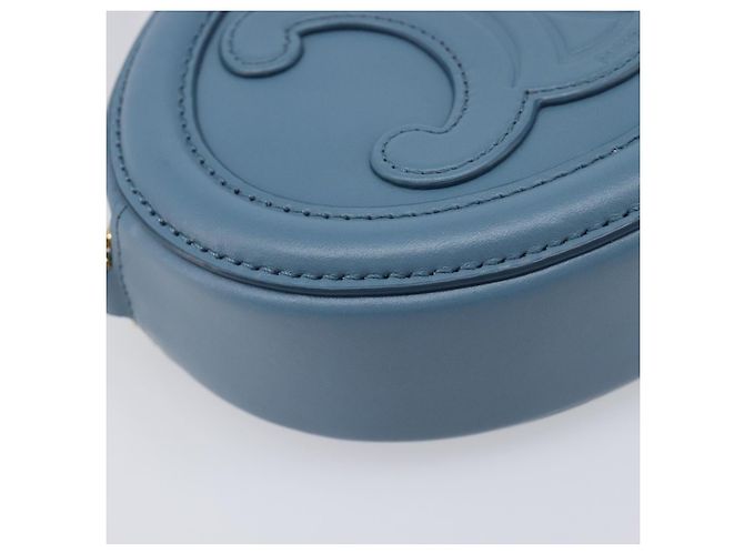 Céline CELINE Triomphe Shoulder Bag Leather Light Blue Gold Tone - vista 12