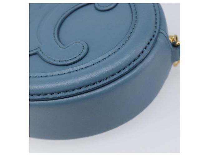 Céline CELINE Triomphe Shoulder Bag Leather Light Blue Gold Tone - vista 13