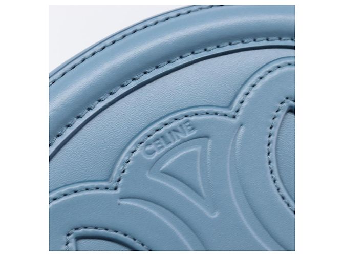 Céline CELINE Triomphe Shoulder Bag Leather Light Blue Gold Tone - vista 16