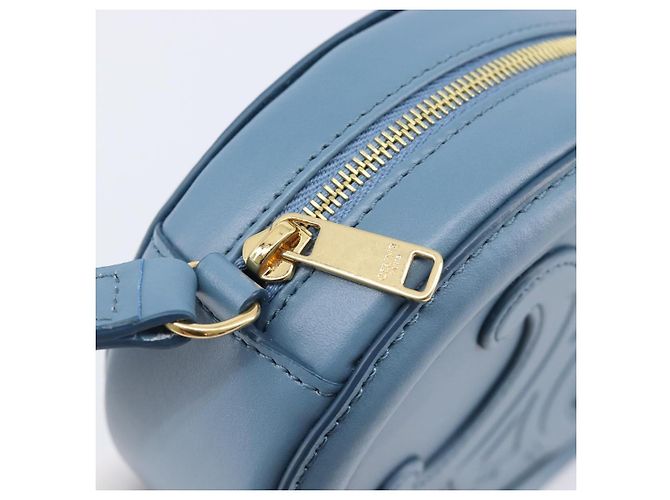 Céline CELINE Triomphe Shoulder Bag Leather Light Blue Gold Tone - vista 17