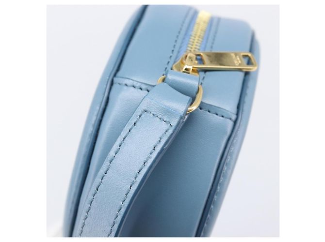 Céline CELINE Triomphe Shoulder Bag Leather Light Blue Gold Tone - vista 18