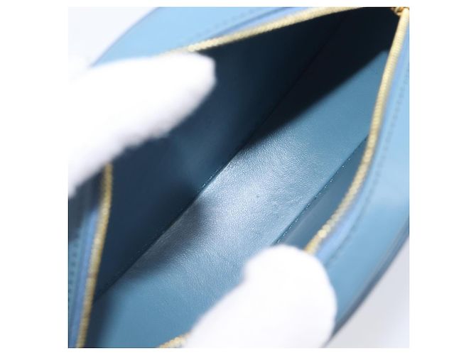 Céline CELINE Triomphe Shoulder Bag Leather Light Blue Gold Tone - vista 19