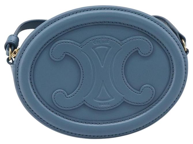 Céline CELINE Triomphe Shoulder Bag Leather Light Blue Gold Tone - vista 2
