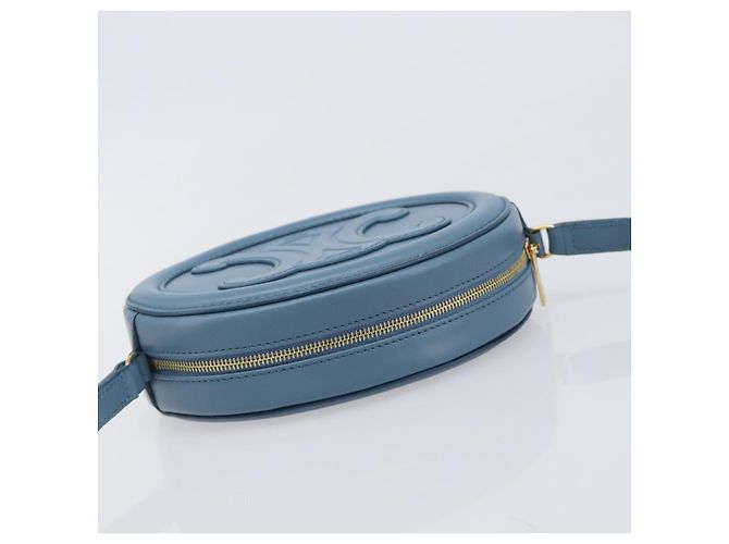 Céline CELINE Triomphe Shoulder Bag Leather Light Blue Gold Tone - vista 6