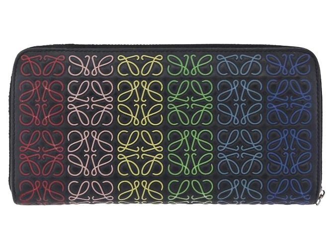 LOEWE Anagram Zippy Wallet Leather Silver Rainbow - vista 2