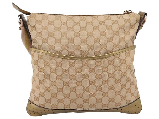 GUCCI GG Canvas Shoulder Bag Beige Gold Tone 145857 - vista 2