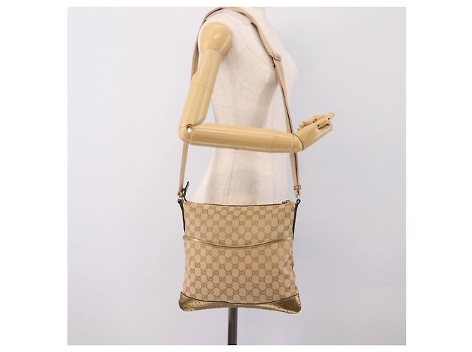 GUCCI GG Canvas Shoulder Bag Beige Gold Tone 145857 - vista 24