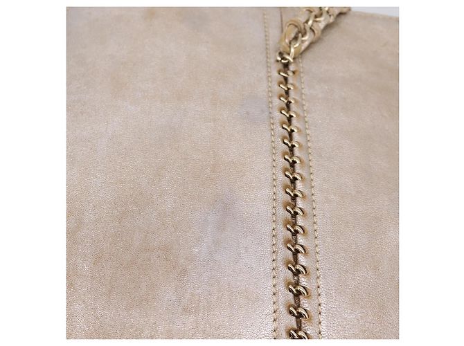CHANEL Luxury Line Chain Tote Bag Leather Silver Gold Tone CC - vista 14