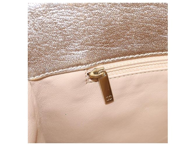 CHANEL Luxury Line Chain Tote Bag Leather Silver Gold Tone CC - vista 20