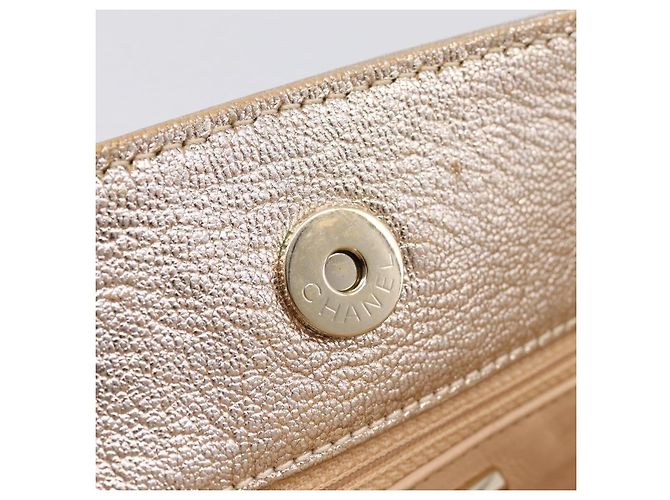 CHANEL Luxury Line Chain Tote Bag Leather Silver Gold Tone CC - vista 23