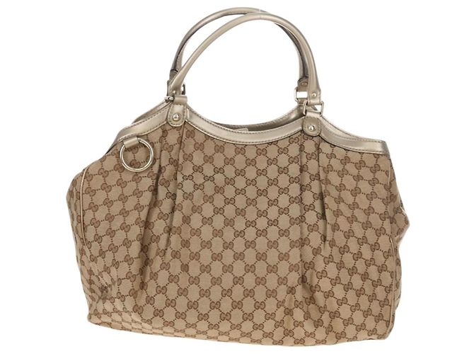 GUCCI GG Canvas Hand Bag Beige Gold 211943 - vista 2