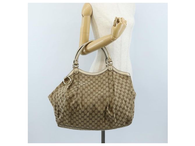 GUCCI GG Canvas Hand Bag Beige Gold 211943 - vista 22