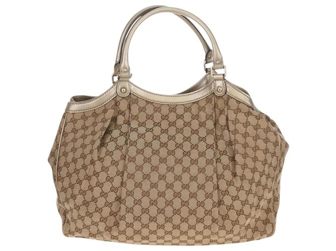 GUCCI GG Canvas Hand Bag Beige Gold 211943 - vista 3
