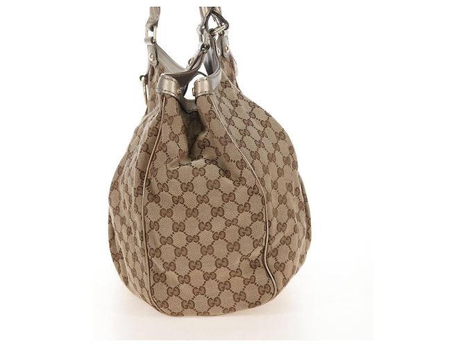 GUCCI GG Canvas Hand Bag Beige Gold 211943 - vista 4