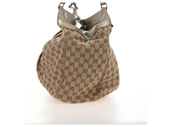 GUCCI GG Canvas Hand Bag Beige Gold 211943 - vista 5