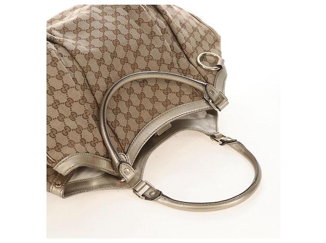 GUCCI GG Canvas Hand Bag Beige Gold 211943 - vista 6