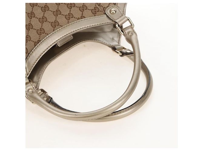 GUCCI GG Canvas Hand Bag Beige Gold 211943 - vista 7