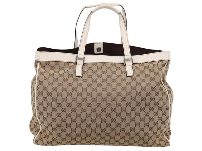 GUCCI GG Canvas Tote Bag Beige Silver 153213 - vista 3