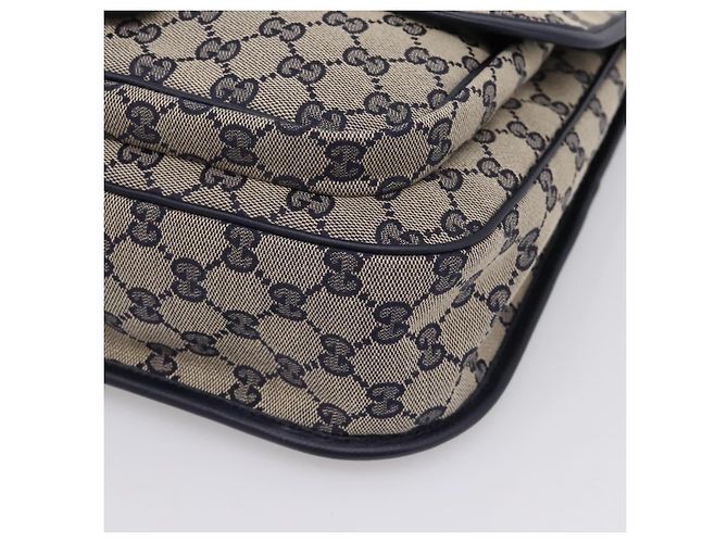 GUCCI GG Canvas Shoulder Bag Navy Gold Tone 798823 - vista 10