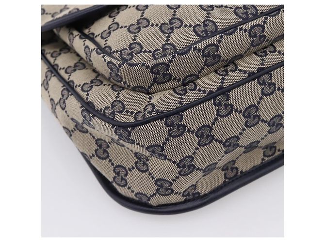 GUCCI GG Canvas Shoulder Bag Navy Gold Tone 798823 - vista 11