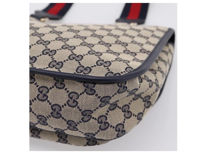 GUCCI GG Canvas Shoulder Bag Navy Gold Tone 798823 - vista 12