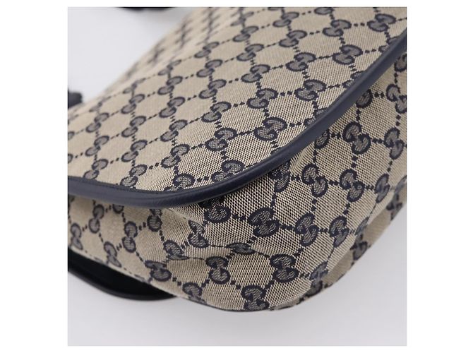 GUCCI GG Canvas Shoulder Bag Navy Gold Tone 798823 - vista 13