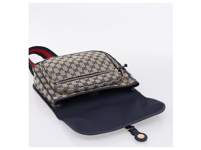 GUCCI GG Canvas Shoulder Bag Navy Gold Tone 798823 - vista 15