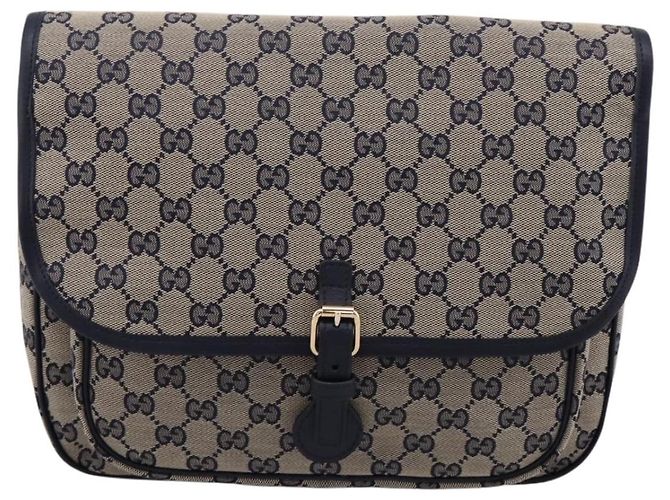GUCCI GG Canvas Shoulder Bag Navy Gold Tone 798823 - vista 2