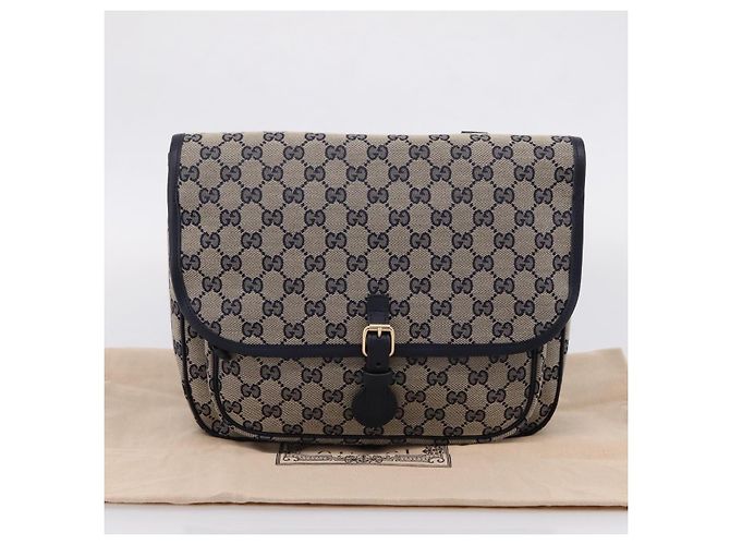 GUCCI GG Canvas Shoulder Bag Navy Gold Tone 798823 - vista 24