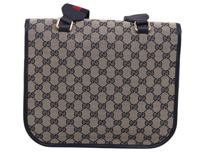 GUCCI GG Canvas Shoulder Bag Navy Gold Tone 798823 - vista 3