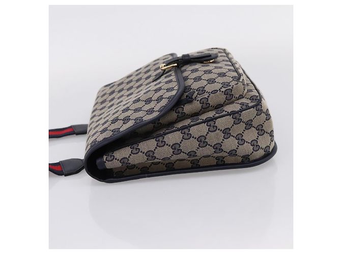 GUCCI GG Canvas Shoulder Bag Navy Gold Tone 798823 - vista 4