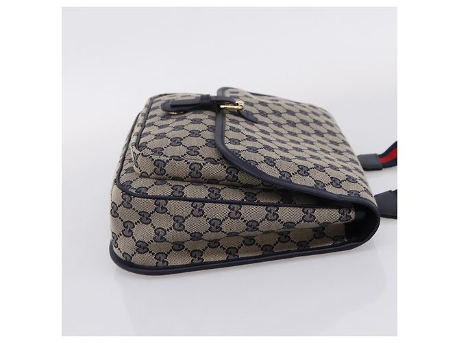GUCCI GG Canvas Shoulder Bag Navy Gold Tone 798823 - vista 5