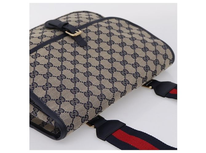 GUCCI GG Canvas Shoulder Bag Navy Gold Tone 798823 - vista 6