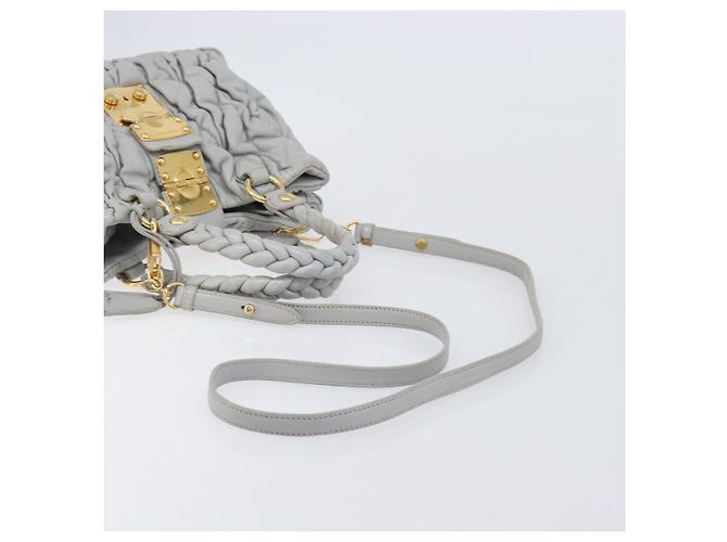 Miu Miu Hand Bag Leather 2way Gray Gold - vista 11