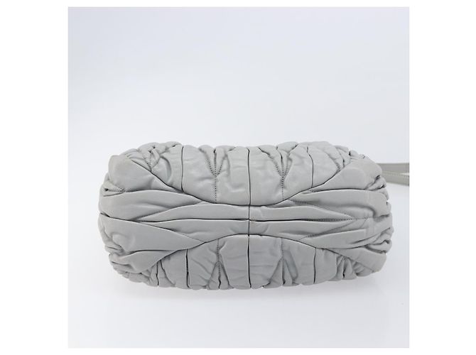 Miu Miu Hand Bag Leather 2way Gray Gold - vista 14